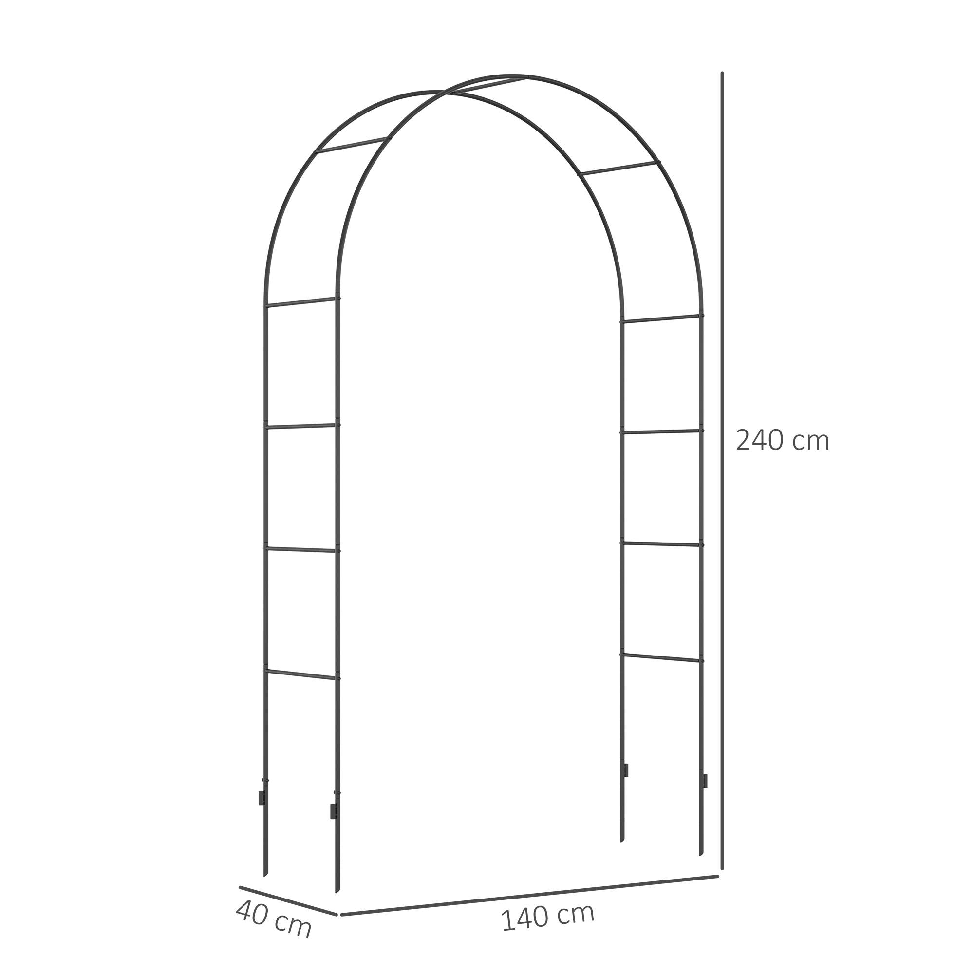 Arche de jardin en métal, noir, 140 x 40 x 240 cm - PANGIVO - Image 3