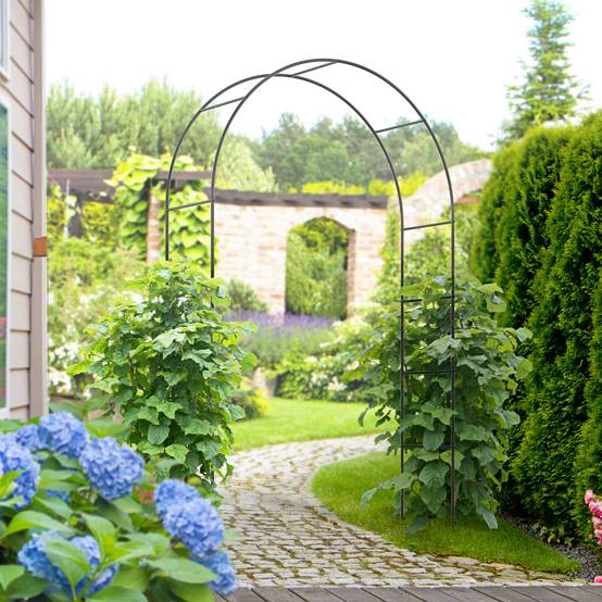 Arche de jardin en métal, noir, 140 x 40 x 240 cm - PANGIVO - Image 2