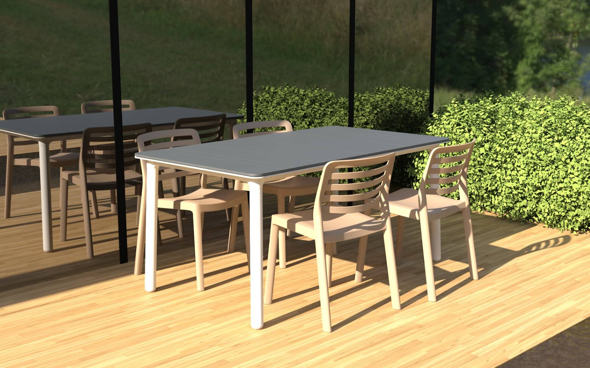Garbar - Chaises et table Noa160-Wind garbar plastique gris (Lot de 4+1) - Image 7