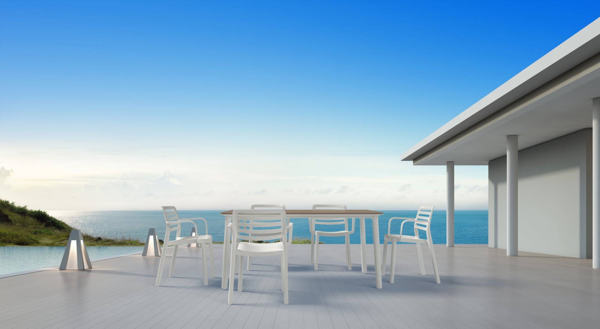 Garbar - Chaises et table Noa160-Wind garbar plastique gris (Lot de 4+1) - Image 2