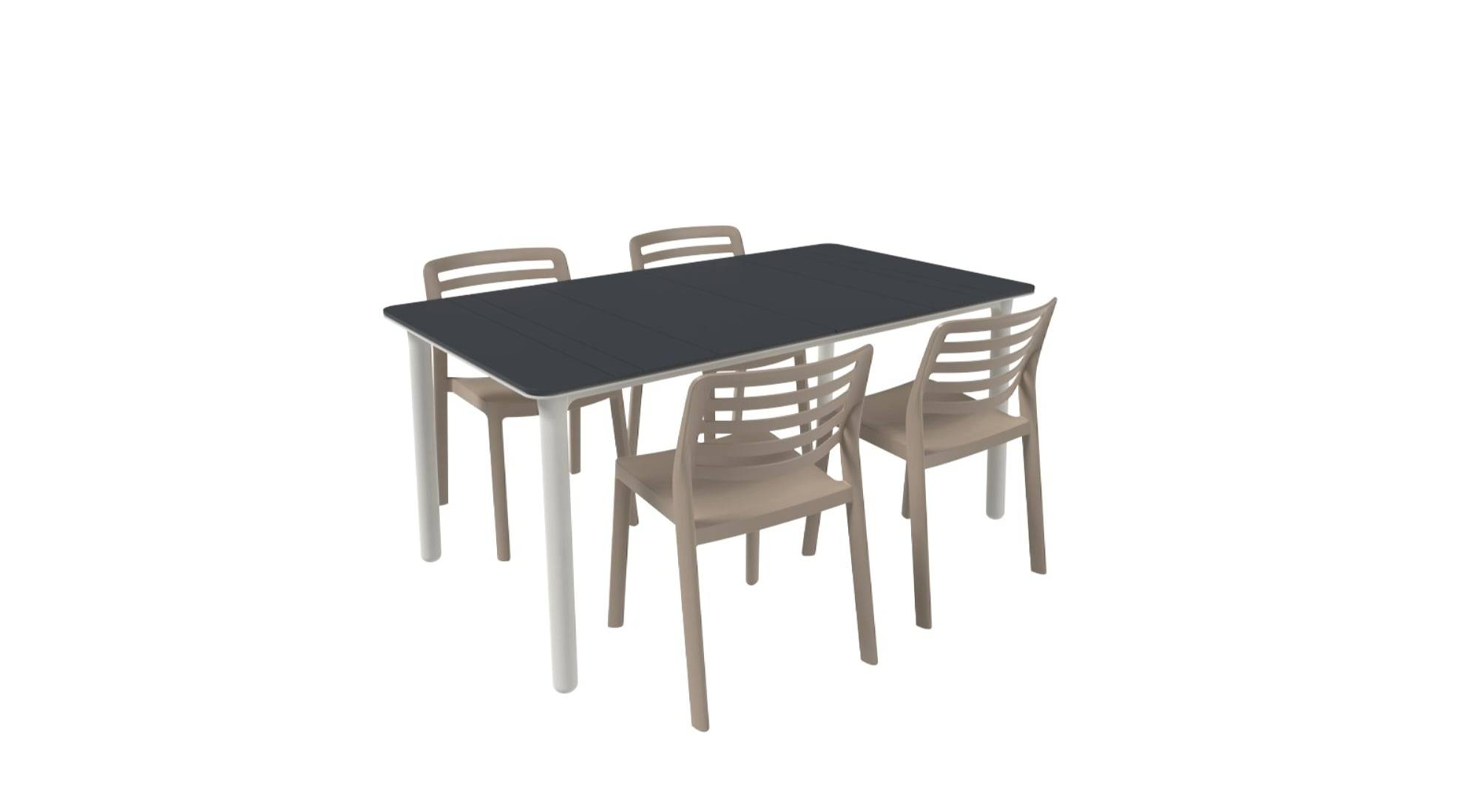 Garbar - Chaises et table Noa160-Wind garbar plastique gris (Lot de 4+1) - Image 1