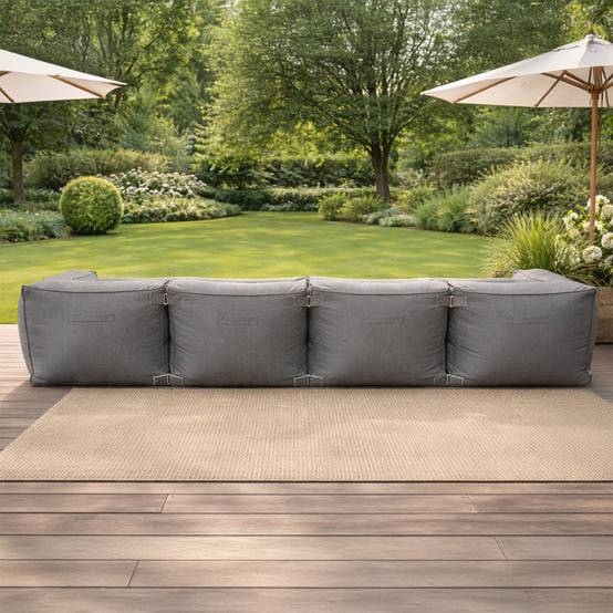 Salon de jardin modulable 4 places gris en tissu déperlant PRAIANO - Image 5