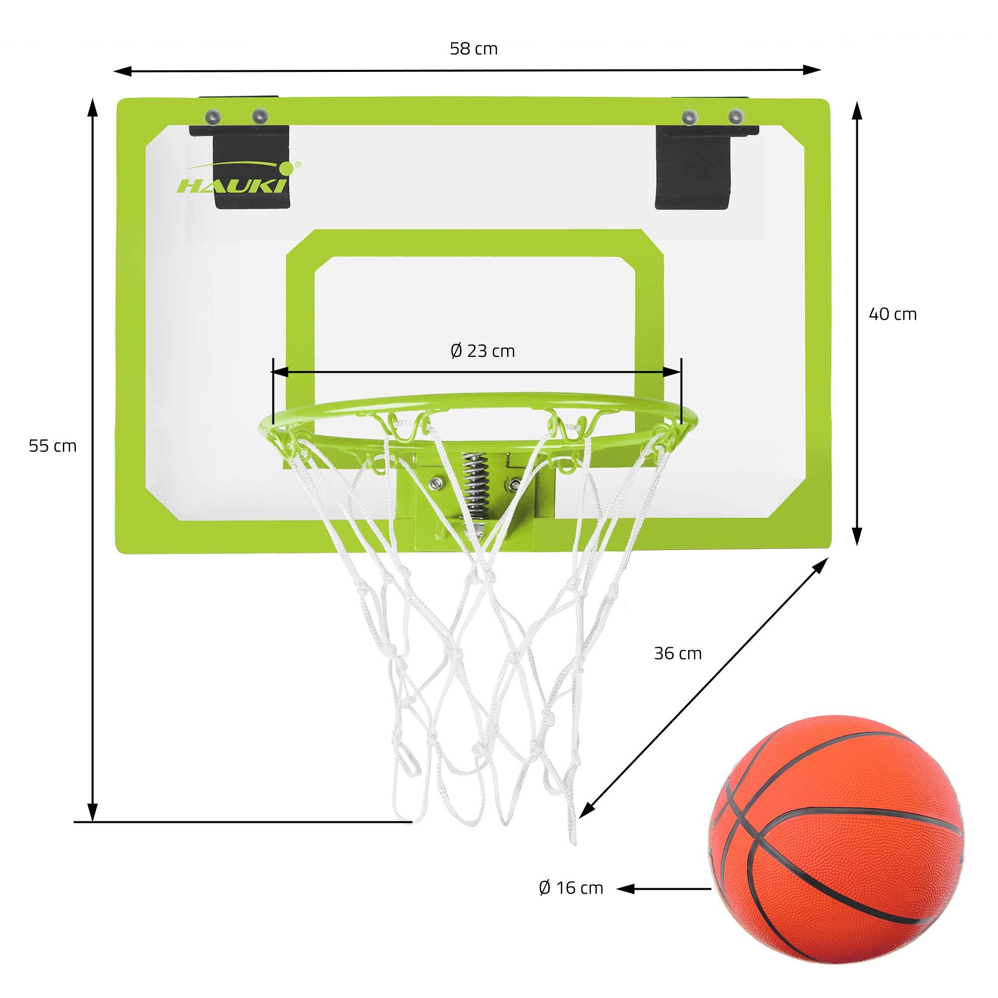 Set panier de basket vert 58x40 cm 3 ballons pompe à balles panneau et anneau - Image 6