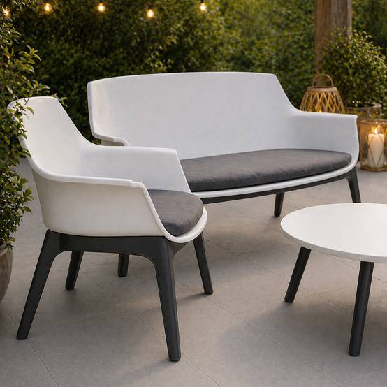 Salon de jardin 4 places blanc avec table basse IZMIR - Image 6
