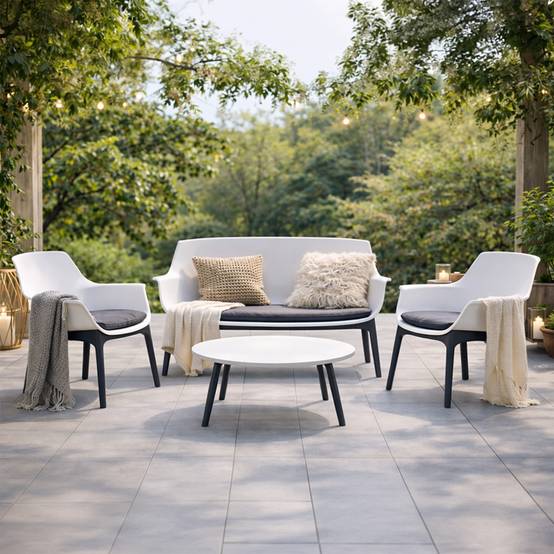 Salon de jardin 4 places blanc avec table basse IZMIR - Image 2