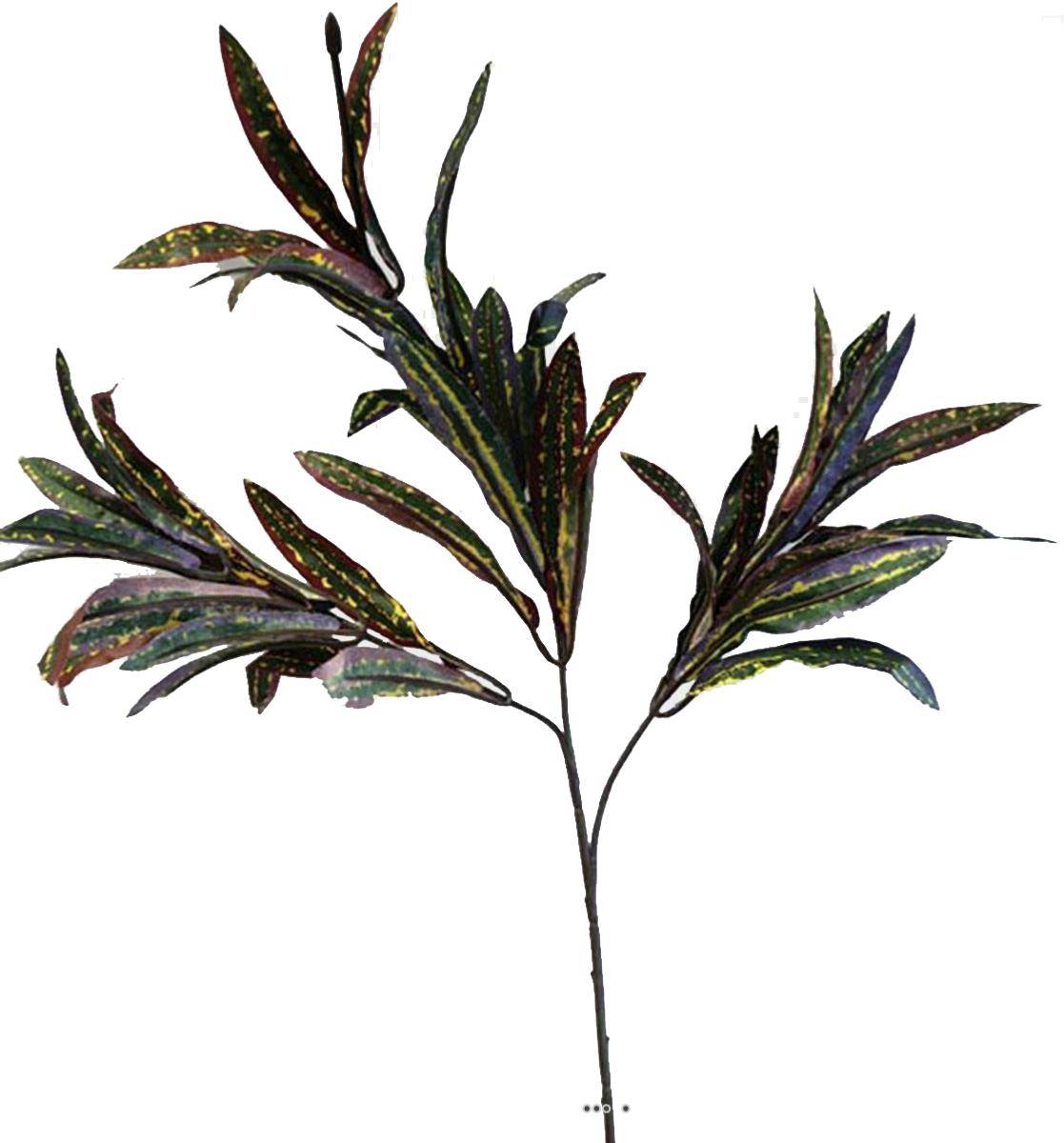 Artificielles - Croton artificiel branche H65cm 3 têtes 45 feuilles en tissu Automne - couleur: Automne - Imagen 1