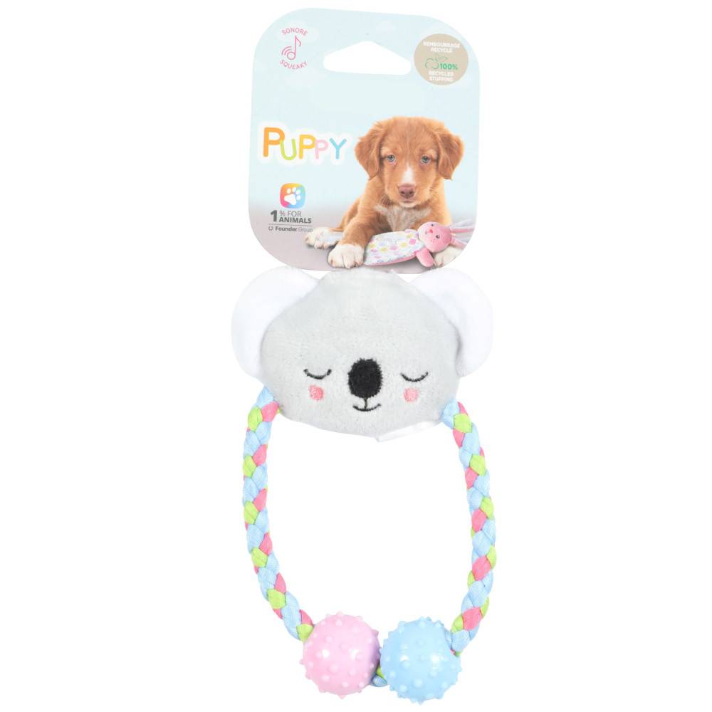 Animallparadise - animallparadise - Peluche Tiny ourson gris corde 15 cm jouet pour chiots - Imagen 2