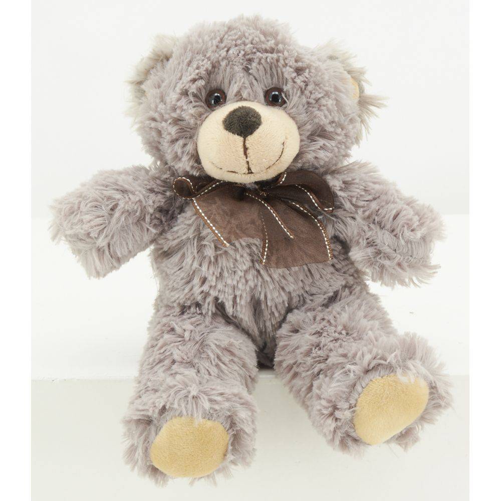Aubry Gaspard - Peluche ours en acrylique gris foncé 20 cm - Imagen 2