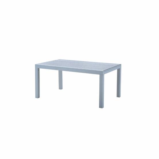 Table Tulum 6/10 personnes structure aluminium blanche, plateau en aluminium décors bois gris - Image 1