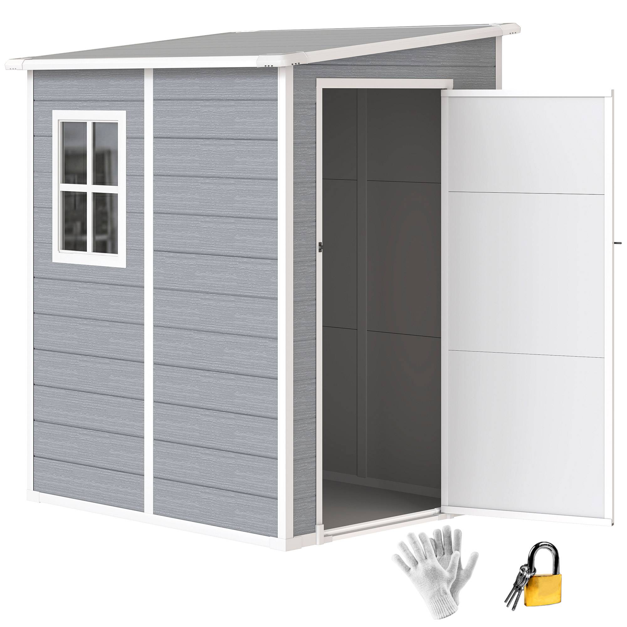 Maison Chic - Abri de jardin 1,54 m² pour outils porte verrouillable, aération et fenêtre 122x149x192/177cm, gris - Image 3