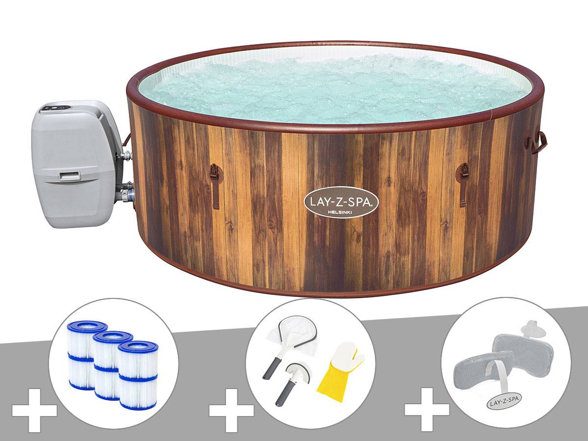 Bestway - Kit spa gonflable Bestway Lay-Z-Spa Helsinki rond Airjet 5/7 places + 6 filtres + Kit de nettoyage + 2 appuis-tête - Imagen 1