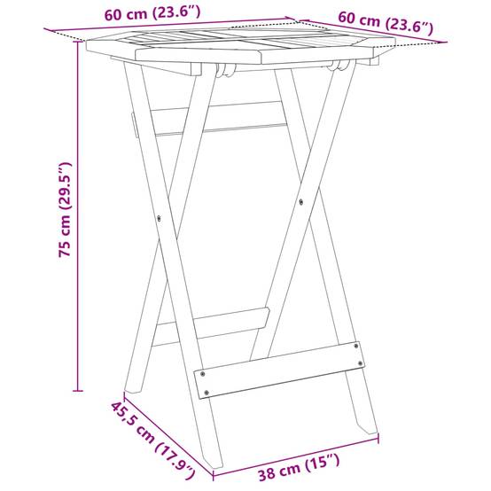 Table de Balcon Pliante Ronde Ø60cm en Bois d'Acacia Massif, Idéale Petits Espaces – ComfortXL Outdoor Living - Image 6