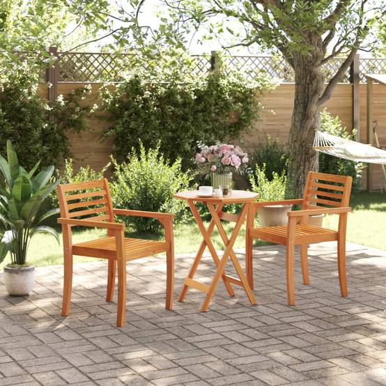 Table de Balcon Pliante Ronde Ø60cm en Bois d'Acacia Massif, Idéale Petits Espaces – ComfortXL Outdoor Living - Image 3