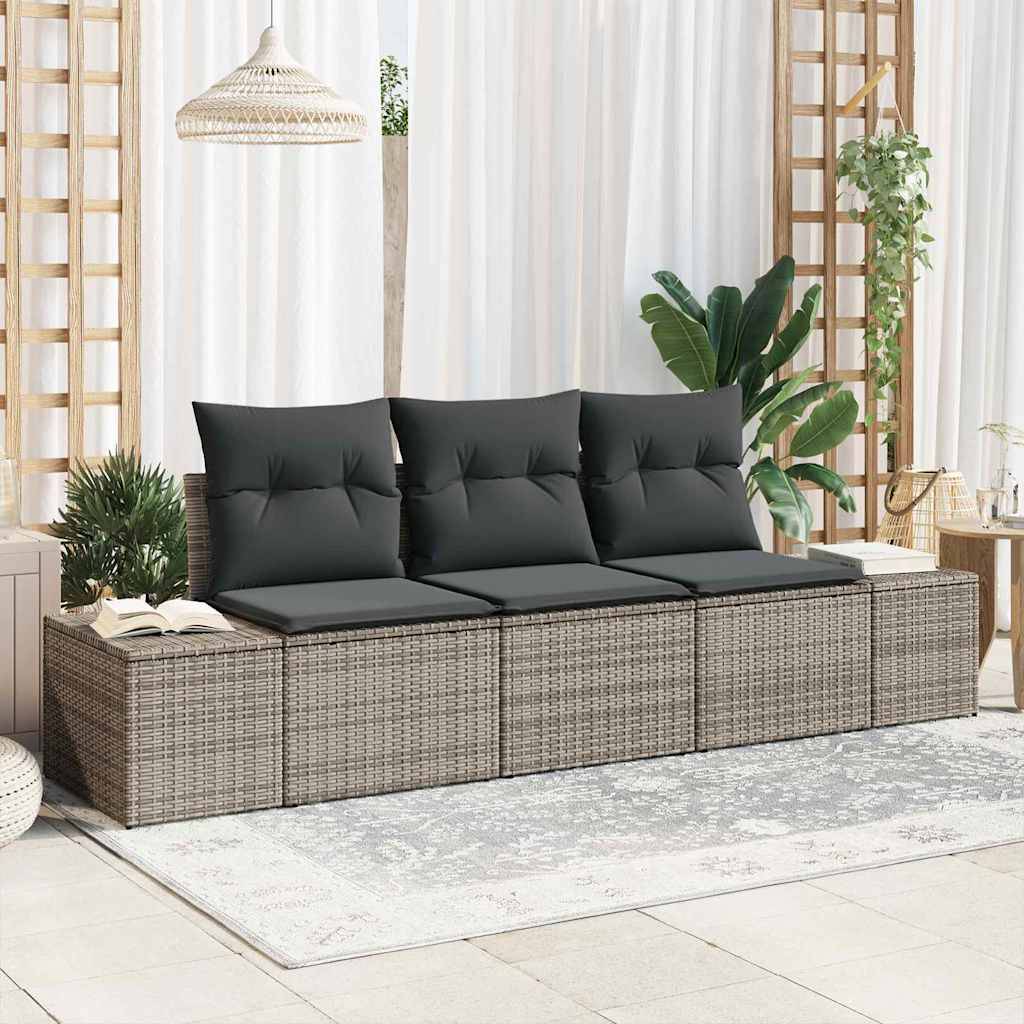 Mini Salon Bas 3 pcs Polyrotin Gris et Acacia Durable avec Rangement pour Coin Détente – ComfortXL Outdoor Living - Image 1