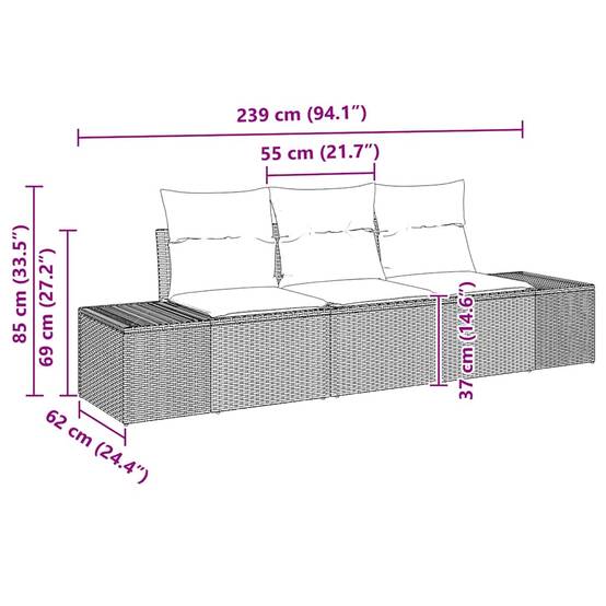 Mini Salon Bas 3 pcs Polyrotin Gris et Acacia Durable avec Rangement pour Coin Détente – ComfortXL Outdoor Living - Image 8