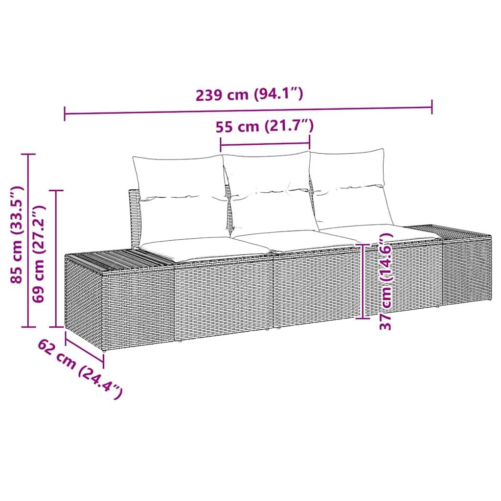 Mini Salon Bas 3 pcs Polyrotin Gris et Acacia Durable avec Rangement pour Coin Détente – ComfortXL Outdoor Living - Image 8