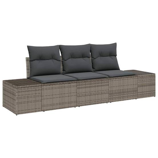Mini Salon Bas 3 pcs Polyrotin Gris et Acacia Durable avec Rangement pour Coin Détente – ComfortXL Outdoor Living - Image 2