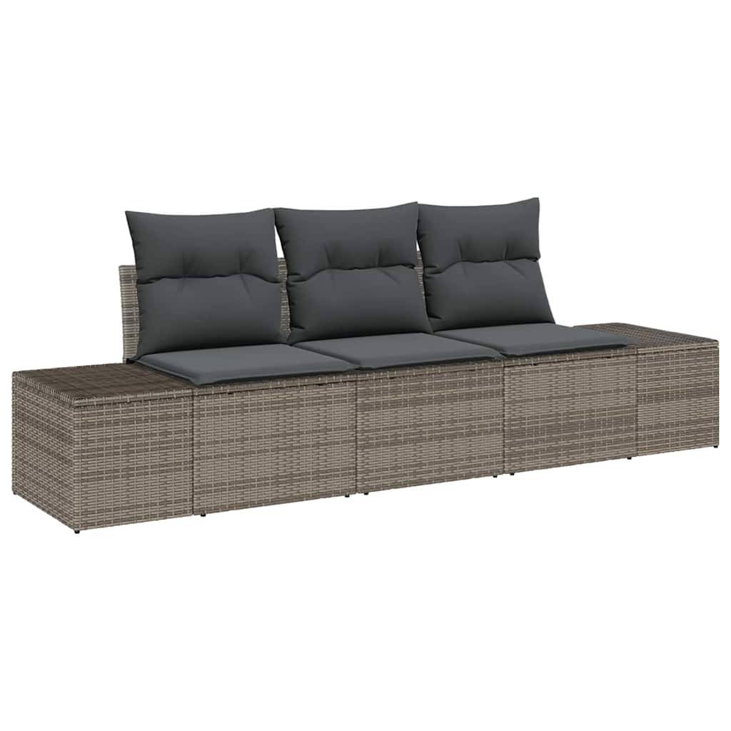Mini Salon Bas 3 pcs Polyrotin Gris et Acacia Durable avec Rangement pour Coin Détente – ComfortXL Outdoor Living - Image 2