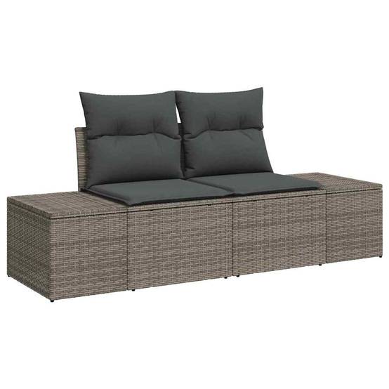 Mini Salon Bas 3 pcs Polyrotin Gris et Acacia Durable avec Rangement pour Coin Détente – ComfortXL Outdoor Living - Image 4