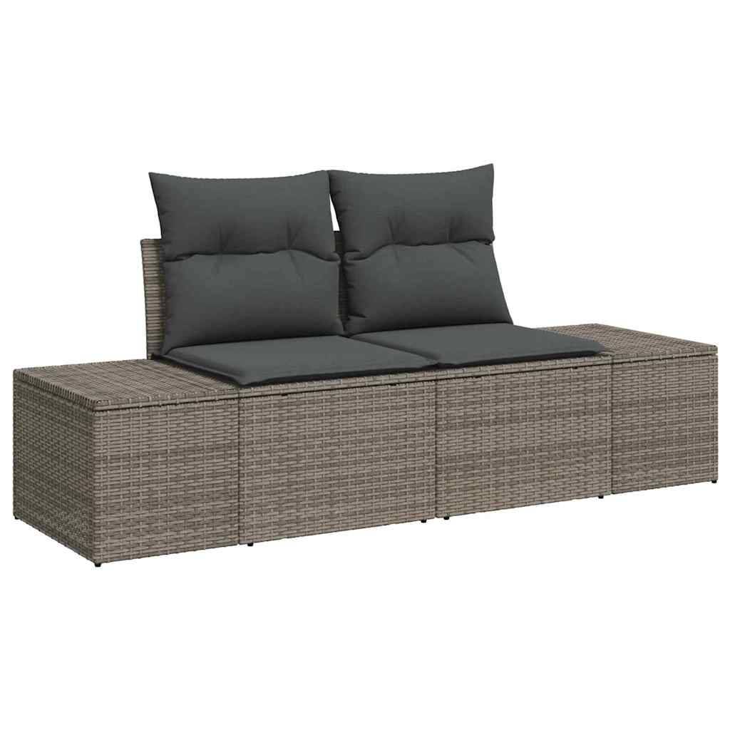 Mini Salon Bas 3 pcs Polyrotin Gris et Acacia Durable avec Rangement pour Coin Détente – ComfortXL Outdoor Living - Image 4