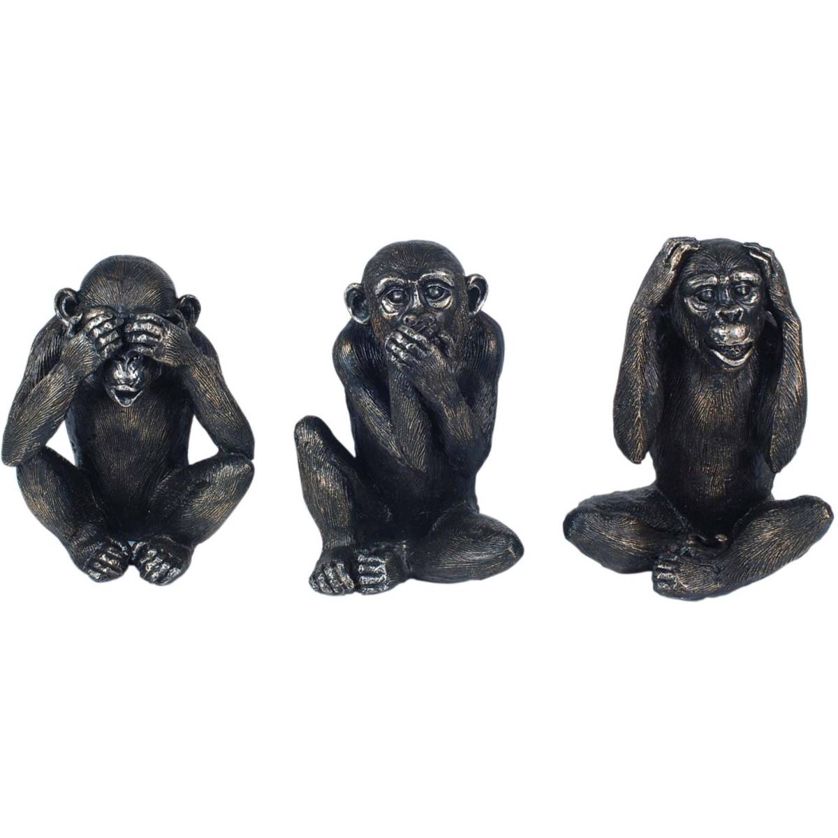 Origen - Singes en résine Ne pas voir - entendre - parler (Lot de 3) Modèle 1 Origen - Imagen 1