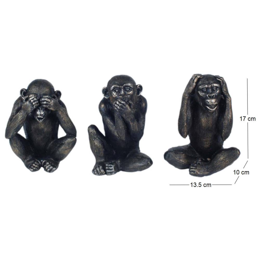 Origen - Singes en résine Ne pas voir - entendre - parler (Lot de 3) Modèle 1 Origen - Imagen 2