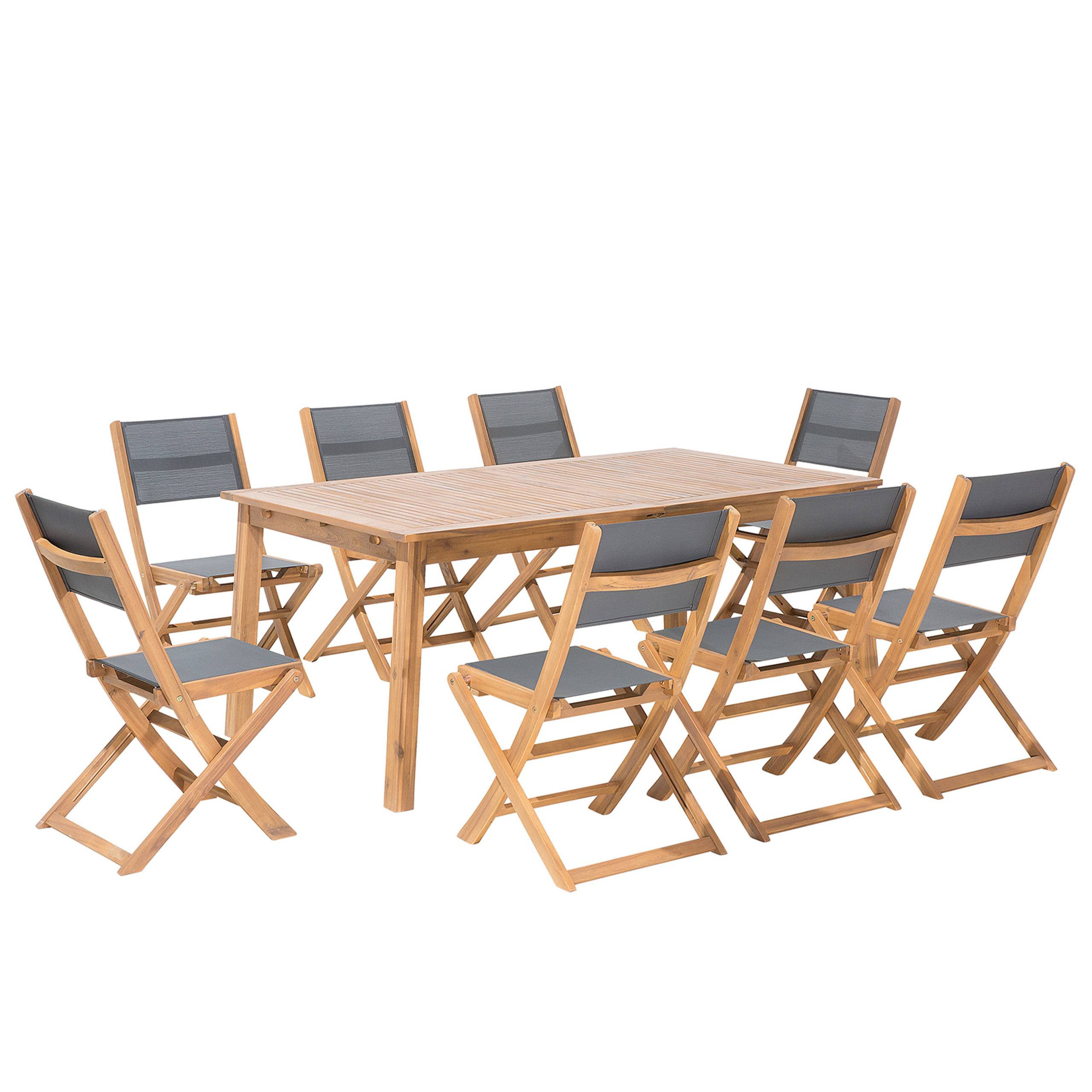 Beliani - Set de salle à manger, 8 Personnes Acacia Marron clair CESANA - Beliani - Imagen 2