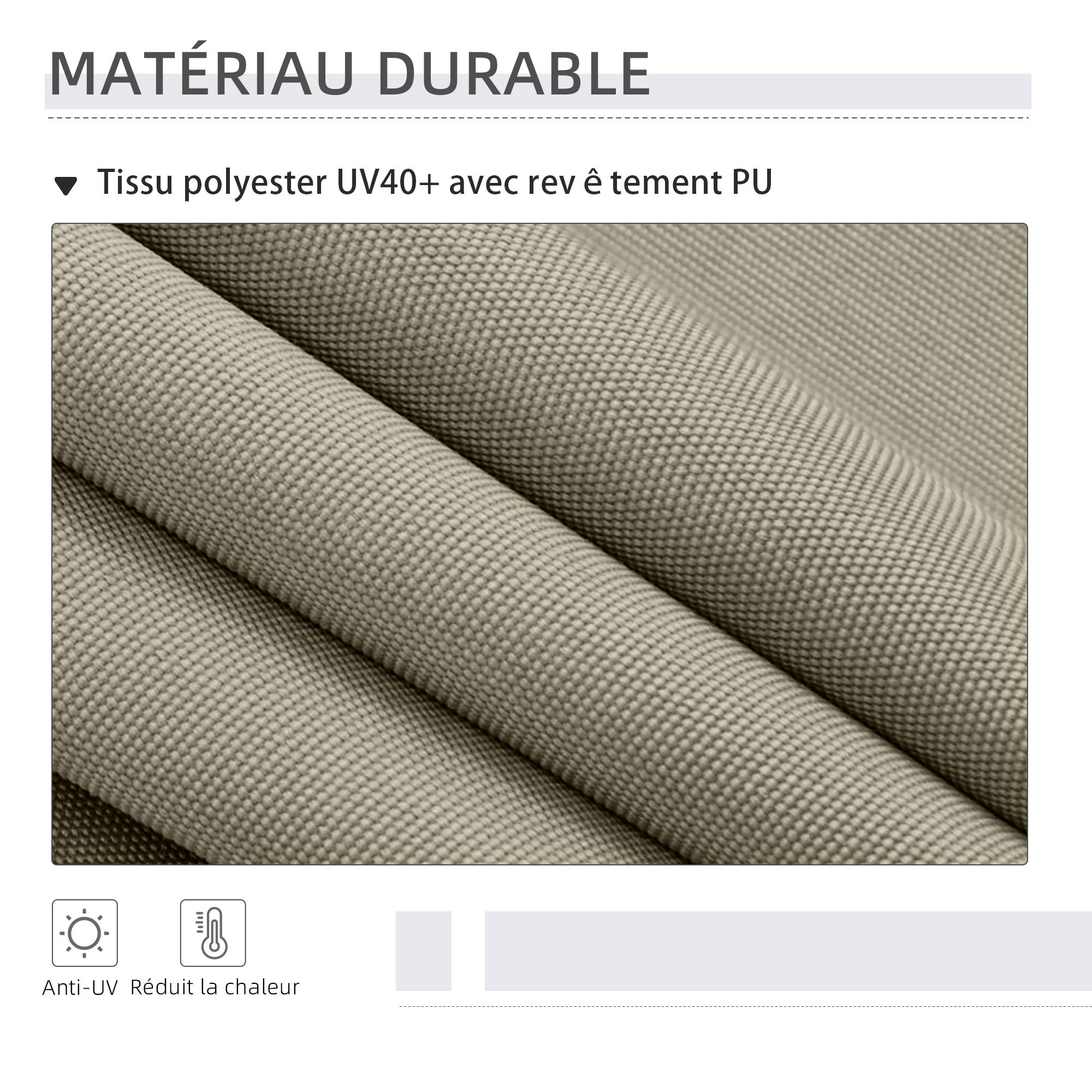 Outsunny - Store vertical brise-vue manivelle sans perçage protection UV 200x305 cm cadre aluminium sable - Outsunny - Image 7