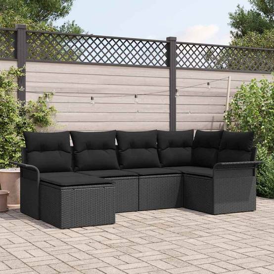 ComfortXL - Salon de jardin 6 places polyrotin avec rangement et table à hauteur réglable pour extérieur Noir – ComfortXL Outdoor Living - Image 1