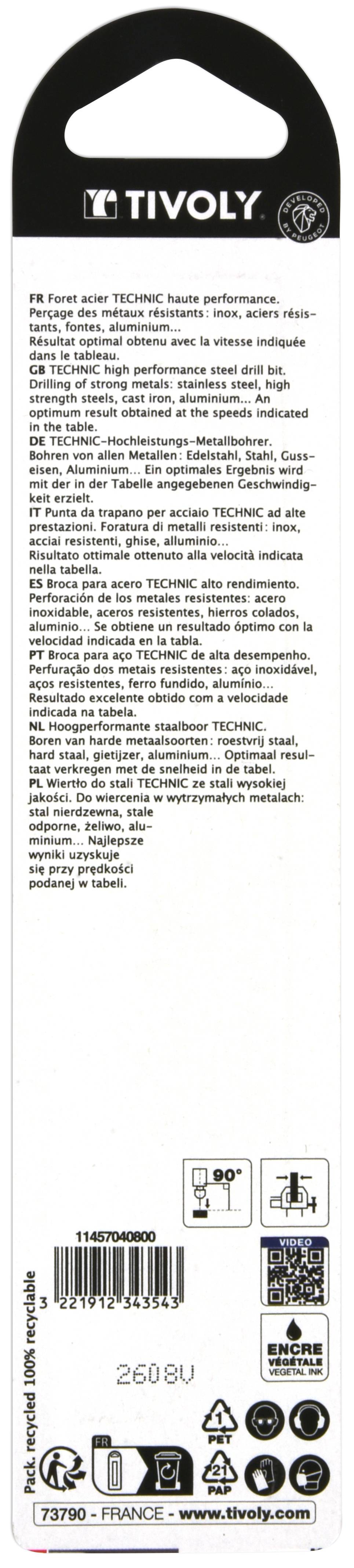 Tivoly - Tivoly Foret métaux TSP Ø: 8 / L: 117 / HSS taillé meulé -DIN338 -h8 -Affûtage Smart Point (Etui plastique) - Image 3