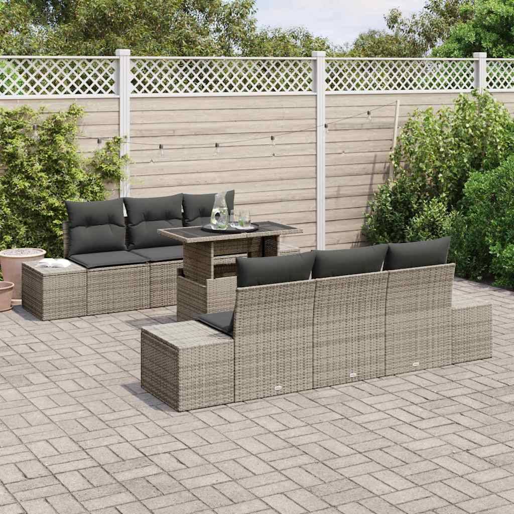 Canapé Extérieur Gris avec Table Relevable et Rangement Intégré 7 pcs – ComfortXL Outdoor Living - Image 3