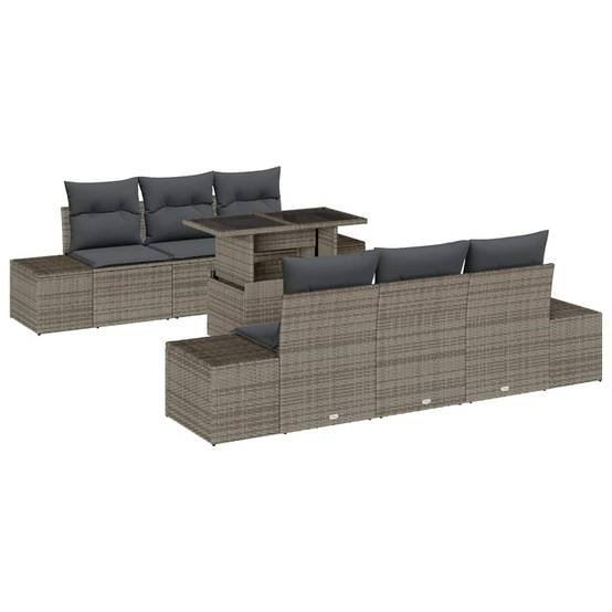 Canapé Extérieur Gris avec Table Relevable et Rangement Intégré 7 pcs – ComfortXL Outdoor Living - Image 2