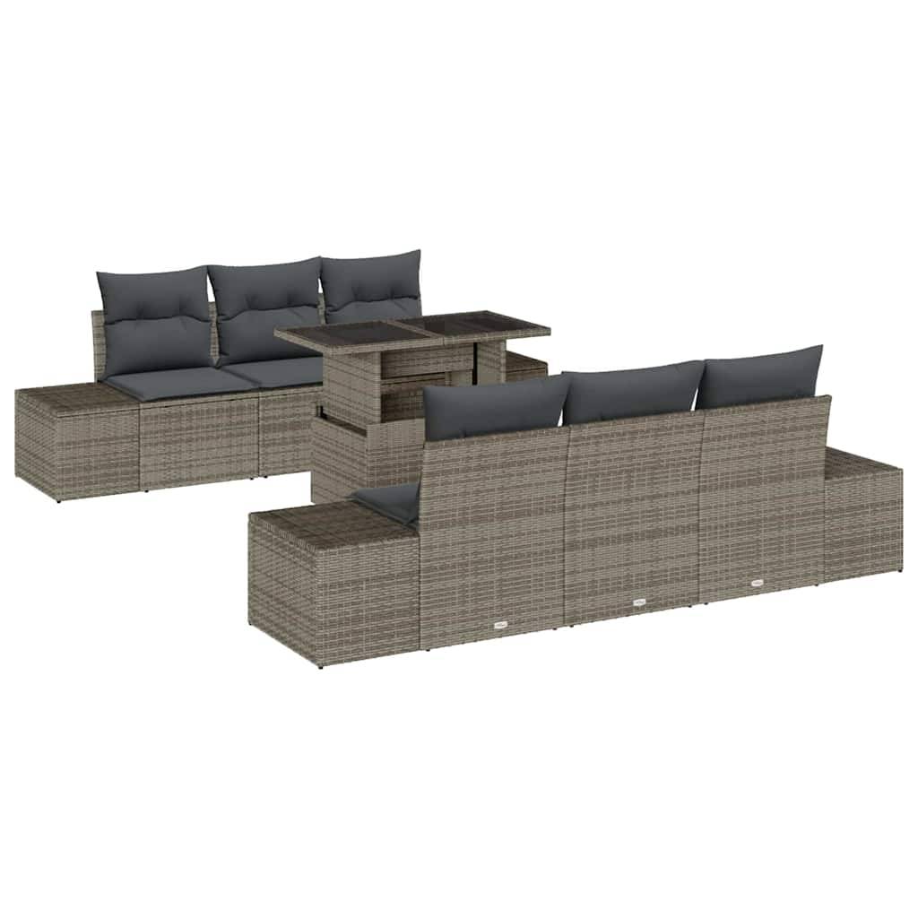Canapé Extérieur Gris avec Table Relevable et Rangement Intégré 7 pcs – ComfortXL Outdoor Living - Image 2