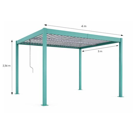 Pergola bioclimatique structure et lames orientables en aluminium vert 4x3m RHODES - Image 3
