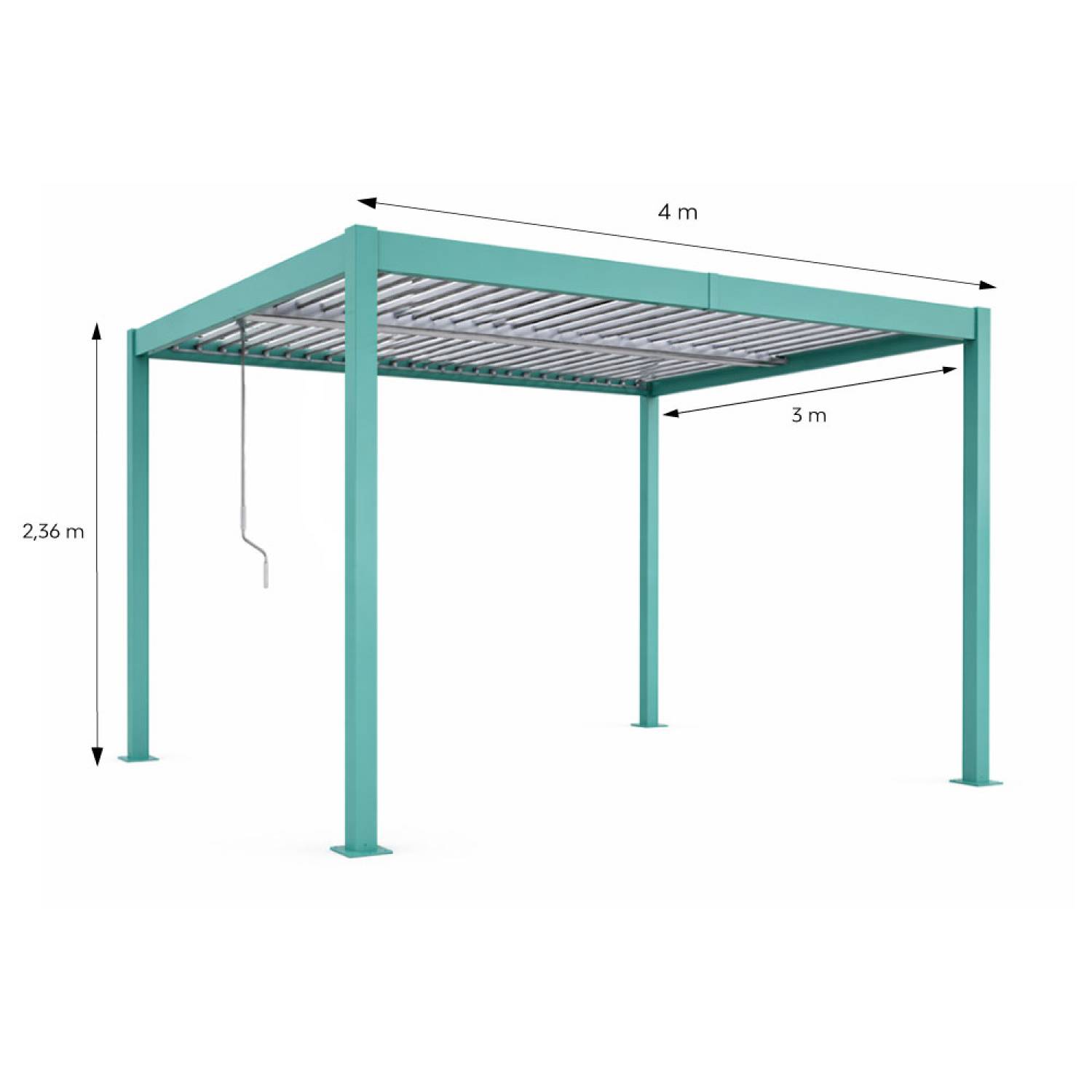 Pergola bioclimatique structure et lames orientables en aluminium vert 4x3m RHODES - Image 3