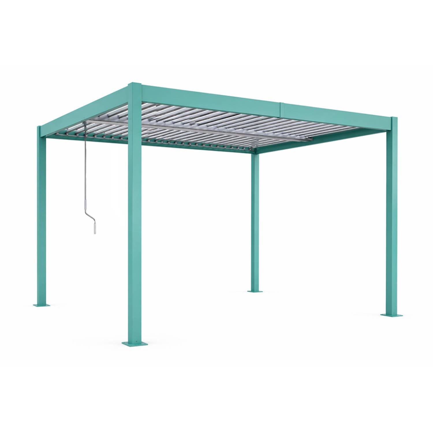 Pergola bioclimatique structure et lames orientables en aluminium vert 4x3m RHODES - Image 1