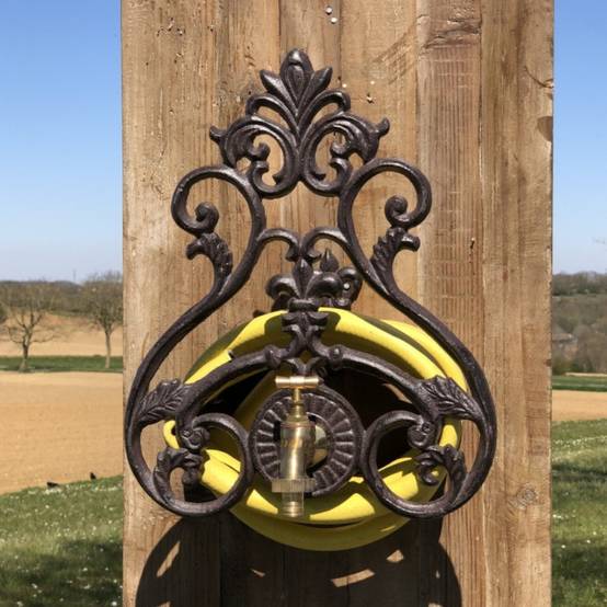 Enrouleur support mural porte tuyau arrosage robinet fonte marron 36cm Chemin de campagne - Imagen 2