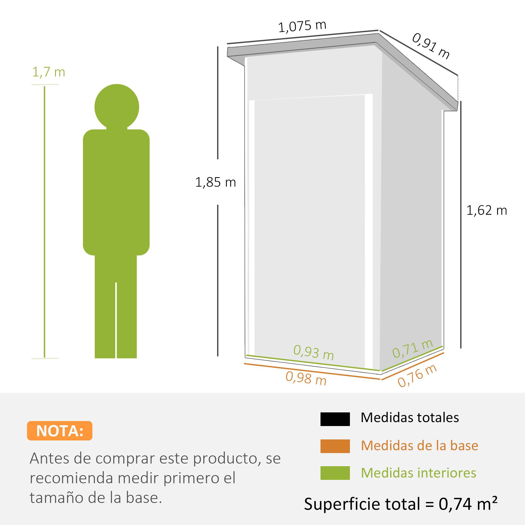 Abri de jardin extérieur en métal de 0,74 m² (107,5 x 91 x 185 cm) avec toit incliné, porte verrouillable et ventilation - Vert - Image 5