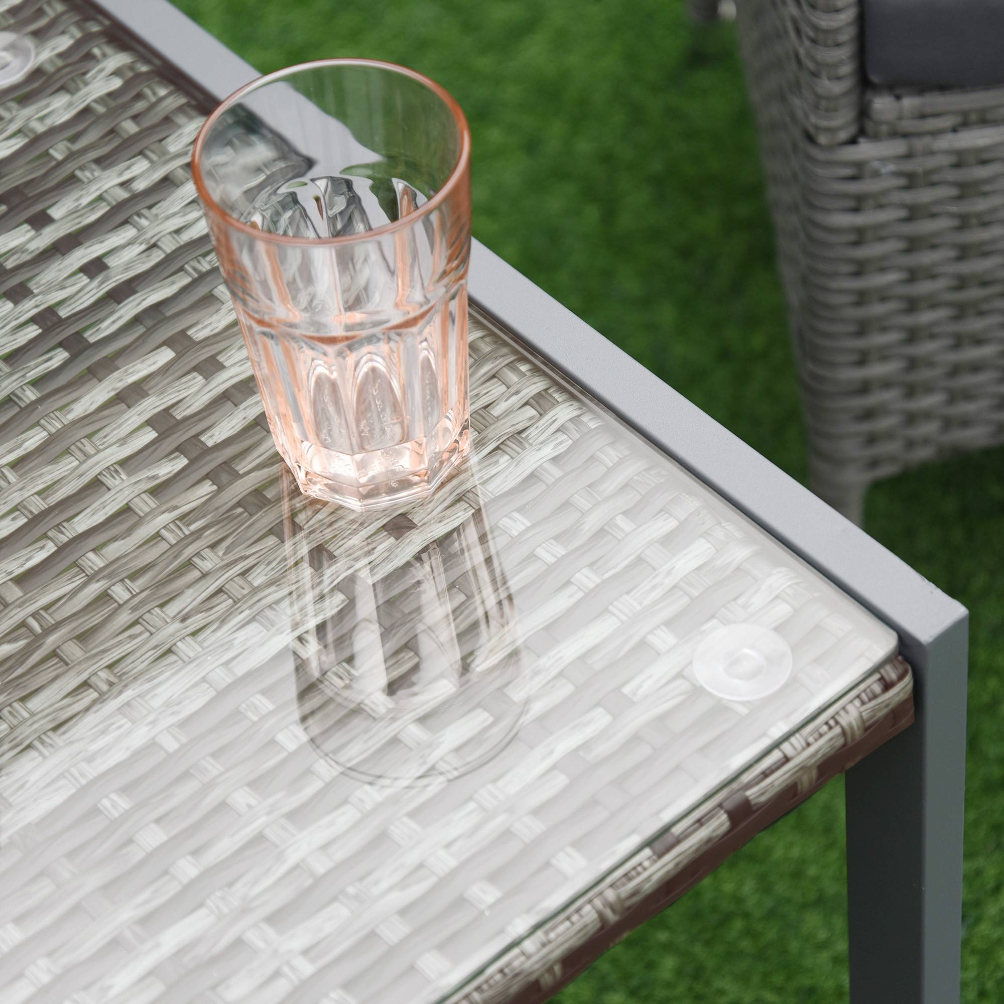 Table basse de jardin plateau verre trempé en rotin - Image 10