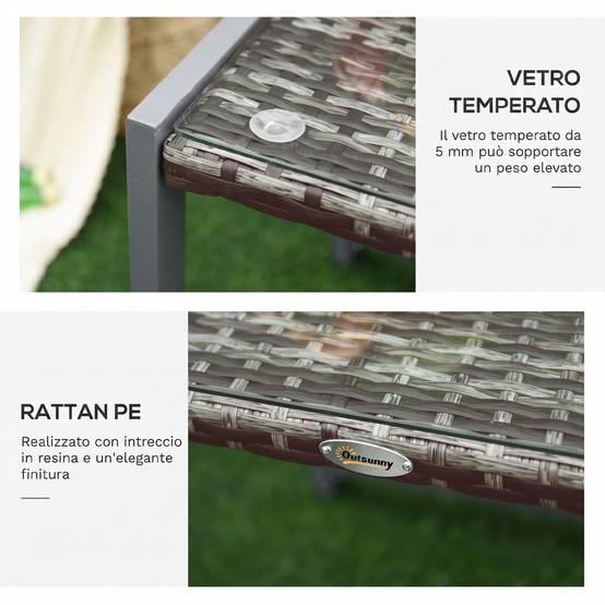 Table basse de jardin plateau verre trempé en rotin - Image 8