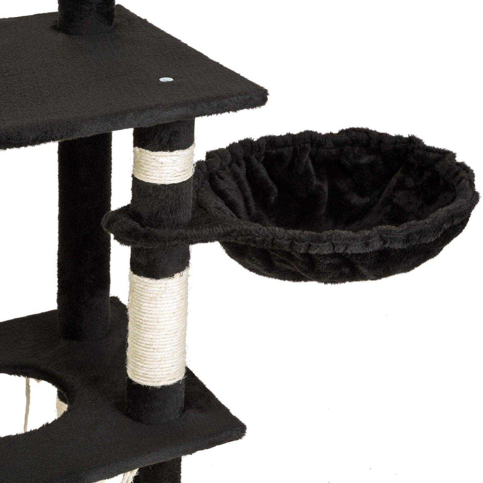 Helloshop26 - Arbre à chat griffoir grattoir niche jouet animaux peluché noir 141 cm - Image 4