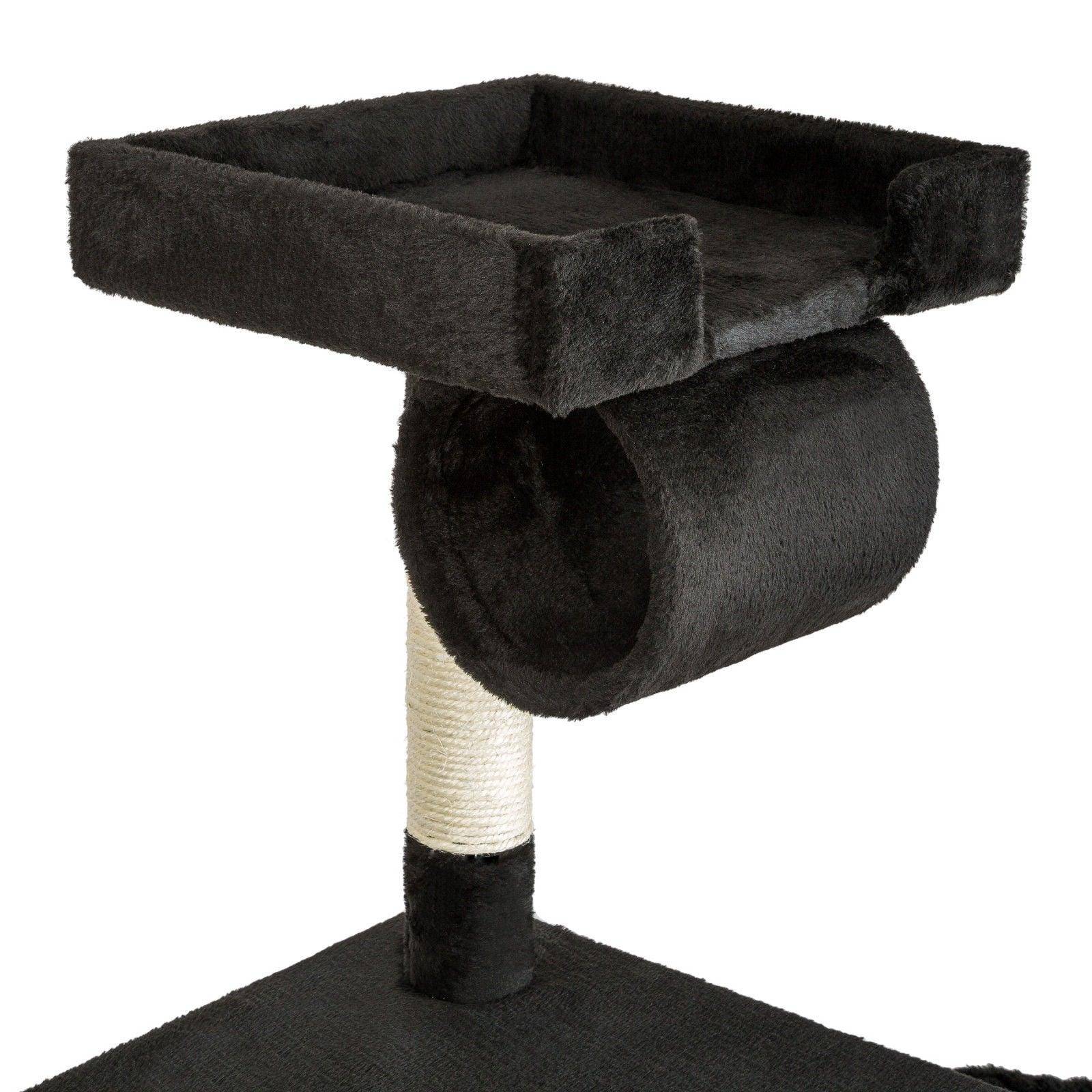 Helloshop26 - Arbre à chat griffoir grattoir niche jouet animaux peluché noir 141 cm - Image 3