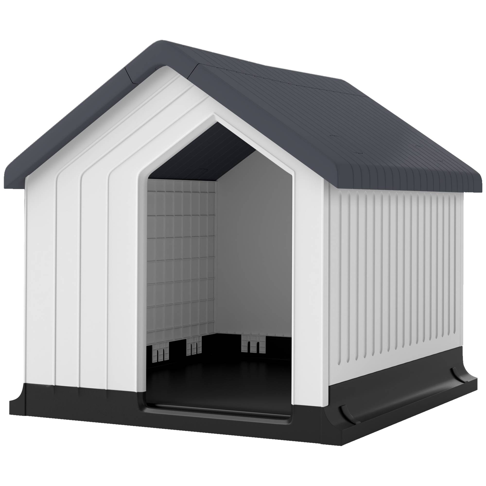 Petite niche extérieure plastique étanche pour chien mini, fenêtre, 62x61x60 cm, gris - Image 2