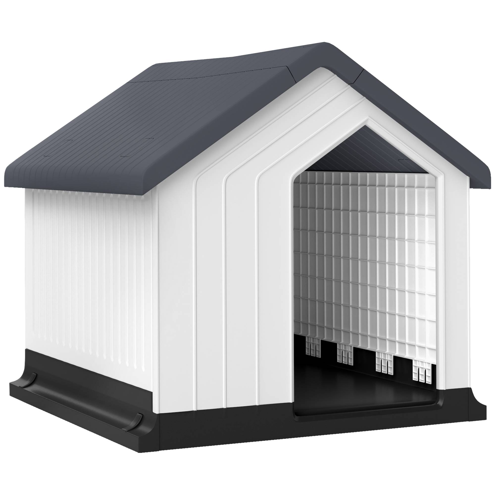 Petite niche extérieure plastique étanche pour chien mini, fenêtre, 62x61x60 cm, gris - Image 1