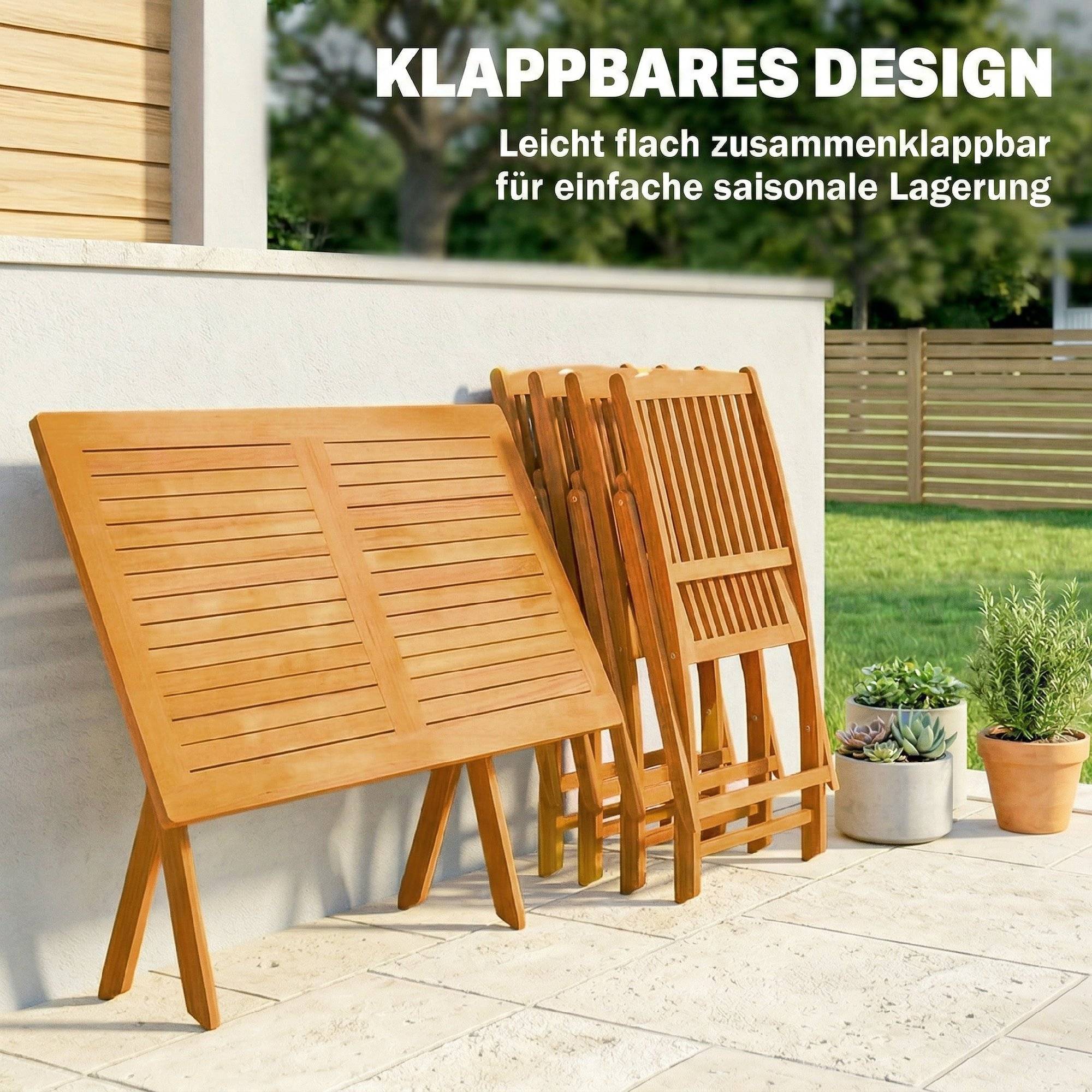 Salon de jardin bois d'acacia naturel 120 x 70 x 75 cm - PANGIVO - Image 7