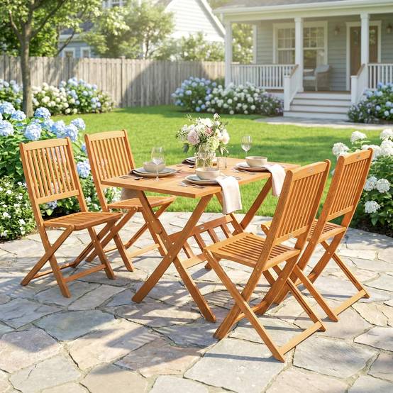Salon de jardin bois d'acacia naturel 120 x 70 x 75 cm - PANGIVO - Image 3