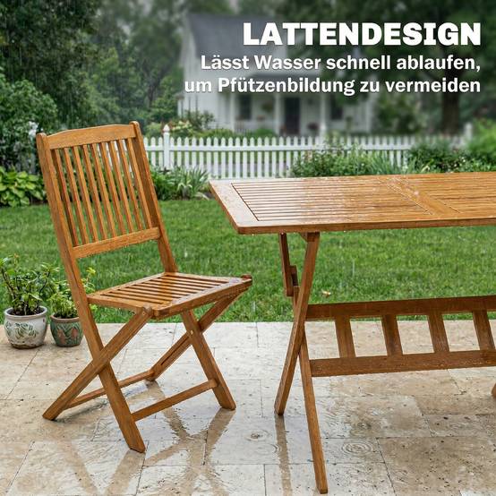 Salon de jardin bois d'acacia naturel 120 x 70 x 75 cm - PANGIVO - Image 9