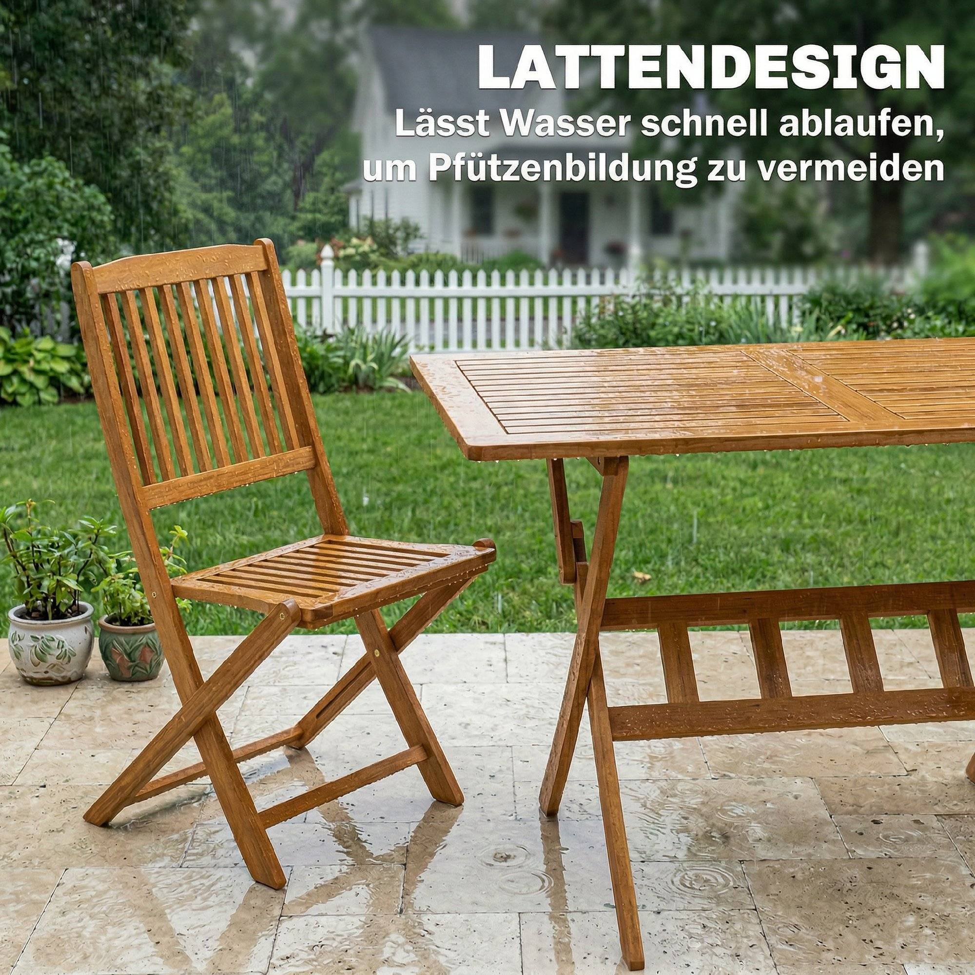 Salon de jardin bois d'acacia naturel 120 x 70 x 75 cm - PANGIVO - Image 9