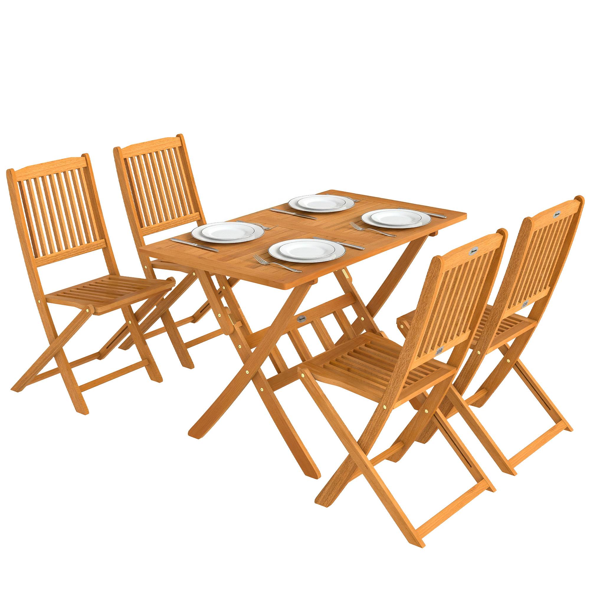 Salon de jardin bois d'acacia naturel 120 x 70 x 75 cm - PANGIVO - Image 1