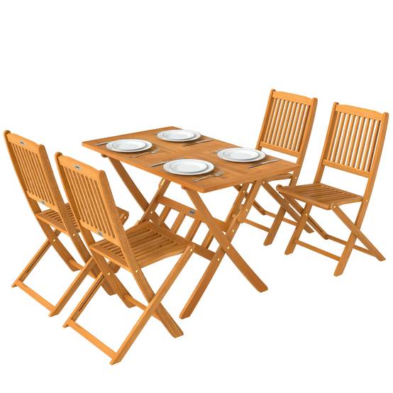 Salon de jardin bois d'acacia naturel 120 x 70 x 75 cm - PANGIVO - Image 2